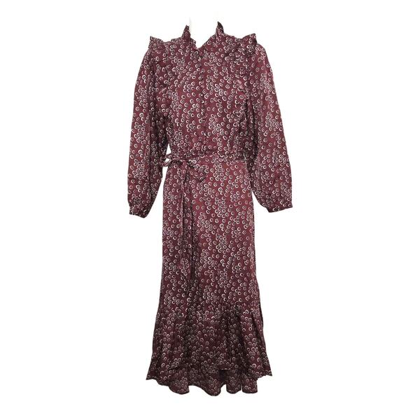Outerknown Organic Cotton Stardust Long Sleeve Midi Dress Size S NWT Belted - Picture 2 of 6
